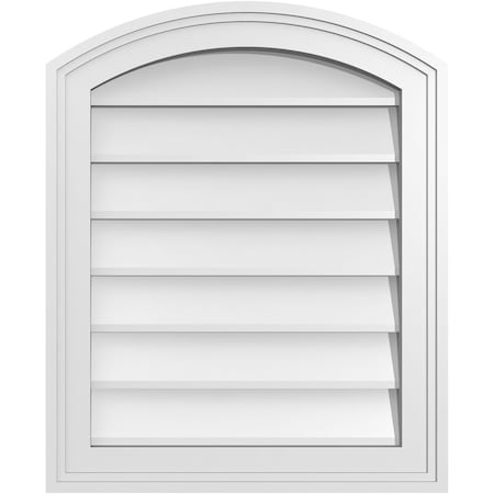 Ekena Millwork Arch Top Surface Mount PVC Gable Vent: Functional, w/ 2"W x 1-1/2"P Brickmould Frame, 18"W x 22"H GVPAR18X2202SF